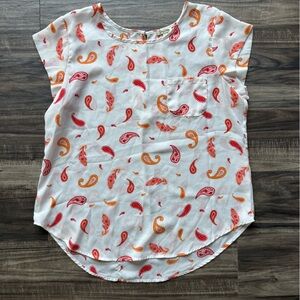 Lilly White and Orange Paisley Blouse